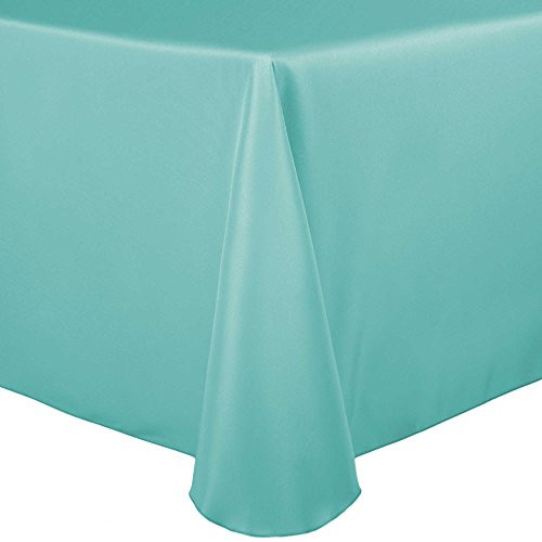 Ultimate Textile 60 x 102-Inch Oval Polyester Linen Tablecloth Aqua Blue