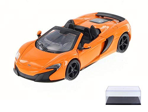 Motor Max Diecast Car  and  Display Case Package - McLaren 650S Spider Convertible Orange 79325 - 1/24 Scale Diecast Model Toy Car w/Display Case