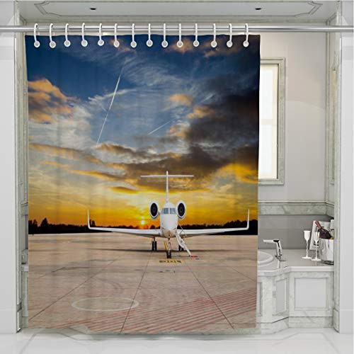 BEISISS Fighter Jet Flying Shower CurtainJet Airplane StopMulticolor Water RepellenMachine Washable Art Pattern for Bathroom