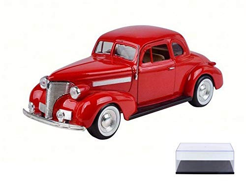 Motor Max Diecast Car  and  Display Case Package - 1939 Chevy Coupe Red 73247W - 1/24 Scale Diecast Model Toy Car w/Display Case