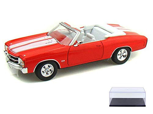 Welly Diecast Car  and  Display Case Package - 1971 Chevy Chevelle SS454 Convertible Orange 22089 - 1/24 Scale Diecast Model Toy Car w/Display Case