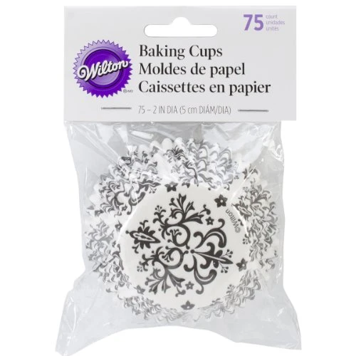 Wilton BAKECUPS DAMASK 75CT two-inch Black/White