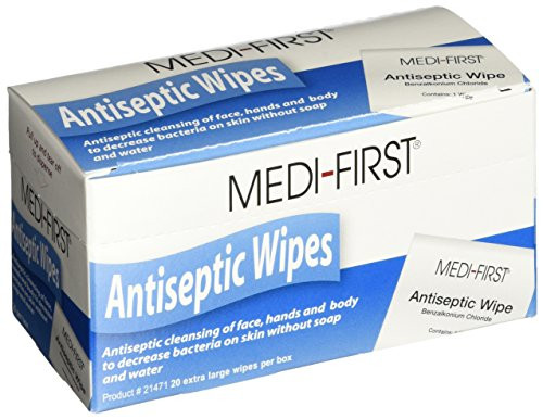 Medique Medi-First Antiseptic Wipes Benzalkonium Chloride Cleansing Towelettes 20 Pack - 21471