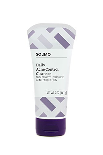 Amazon Brand - Solimo Daily Acne Control Cleanser Maximum Strength 10 percent Benzoyl Peroxide Acne Medication 5 Ounce