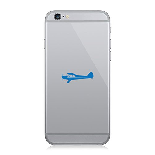 RDW Pair of Side View Piper J3 Cub Airplane Cell Phone Stickers Mobile Plane - Blue