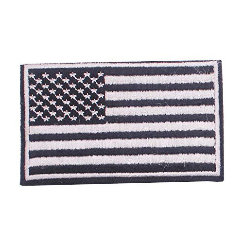 ZHDTW Tactical Morale Black and White American National Flag Embroidered Patches with Hook and Loop for Backpack -DT-028-