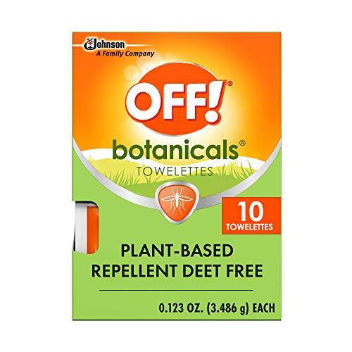 OFF Botanicals Mosquito and Insect Repellent Towelettes Plant-Based* Deet-Free** Easy to Apply 10 Individually Wrapped Wipes