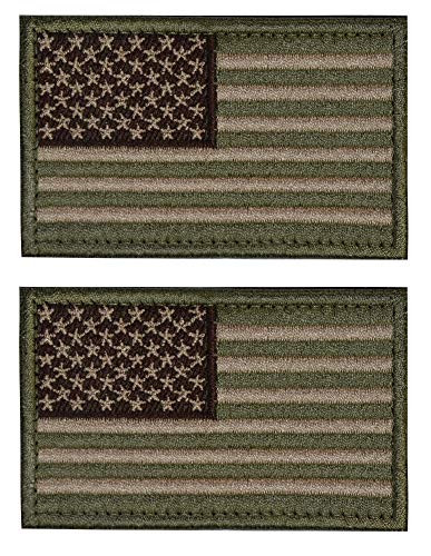 ELLEWIN 2PCS USA Flag Patches Embroidered Tactical Morale American Flag Patch Hook and Loop Multitan