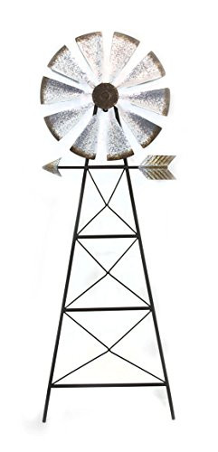 Zeckos Metal Wall Sculptures Galvanized Finish Rustic Metal Windmill Wall Sculpture 14.75 X 43.5 X 1 Inches Black