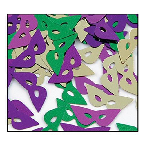 Fanci-Fetti Mardi Gras Masks -asstd gold green purple- Party Accessory  -1 count- -1 Oz/Pkg-