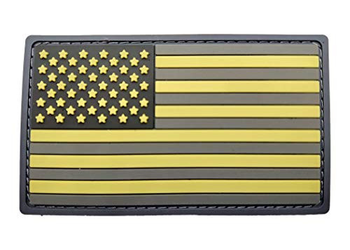 Bastion Tactical Combat Badge PVC Morale Patch Hook and Loop Patch - USA Flag -Tan-
