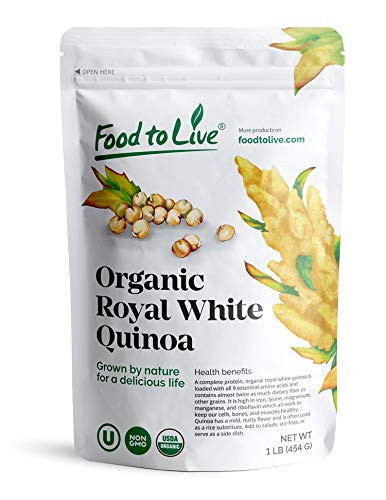 Organic Royal White Quinoa 1 Pound - Whole Grain Non-GMO Kosher Raw Vegan Sirtfood Bulk