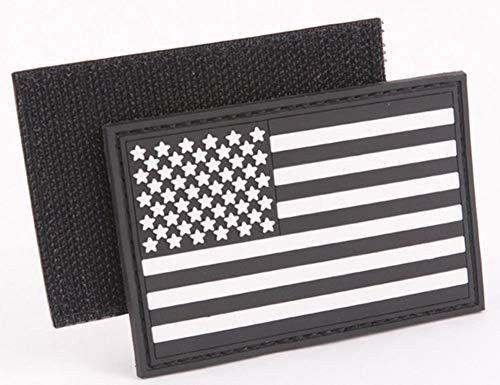 PVC Tactical USA Flag Patch - Black  and  White