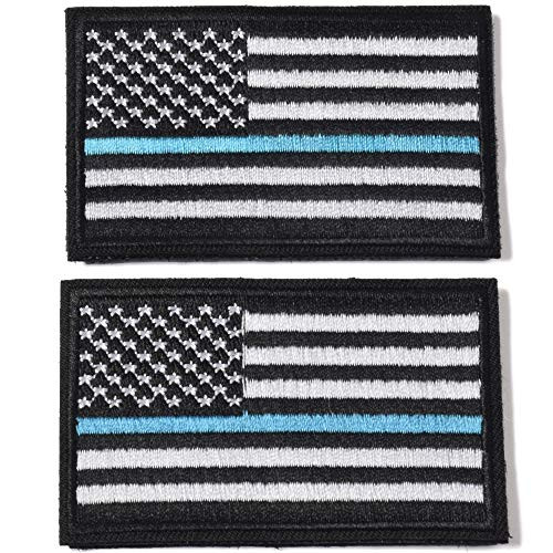 AXEN 2 Pieces-Tactical Police Law Enforcement Thin Blue Line United States Flag Patch