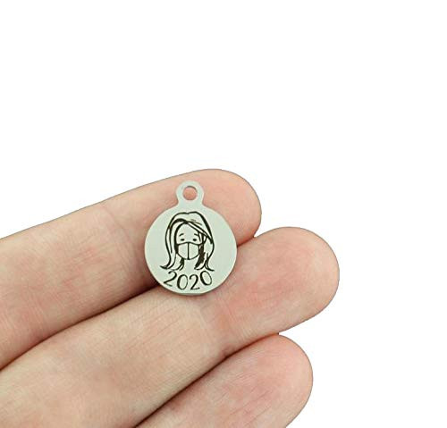 2020 Stainless Steel Charms - Mask Girl - Smaller Size - Exclusive Line - Quantity Options - BFS5699 Choose Quantity 1 Charm