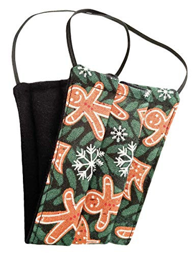 Holiday Gingerbread Cookie Green Black Cotton Allergy Double Sided Reversible Washable Dust Face Mask - Adult Female Size