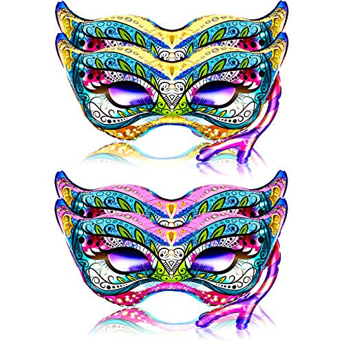 4 Pieces Mardi Gras Mask Balloons Mask Foil Balloons Mardi Gras Balloons Decoration for Masquerade Masks Themed Party Bachelorette Birthday Celebration Carnival Party Supplies Multicolored