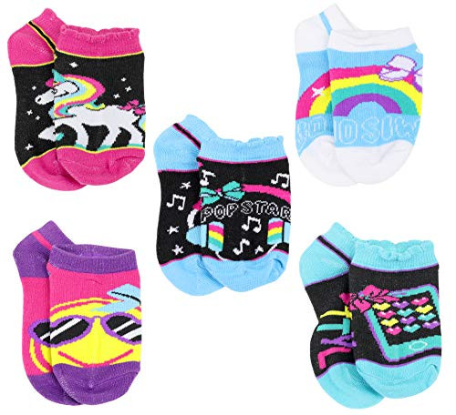 Nickelodeon Girls Jojo Siwa 5 Pack Socks Sock Size 4-6 -Shoe Size 7-10- Black/Blue