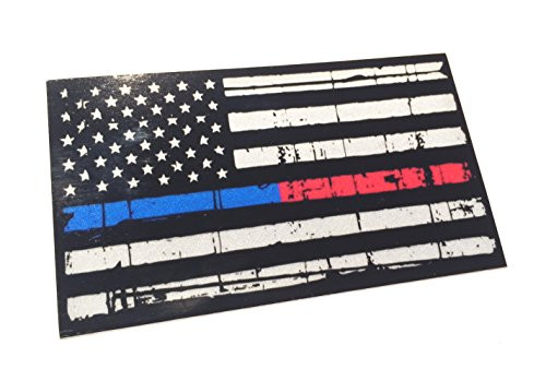 Tattered Reflective 3.75x2.6 inch Decal Red and Blue Line United States Flag Tactical Firefighter Emt Paramedics 3m Sticker