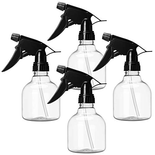 Plastic Spray Bottles 4pcs 8oz Empty Clear Spray Bottle with Black Trigger Sprayers Adjustable Nozzle for Cleaning Solutions Planting Cooking