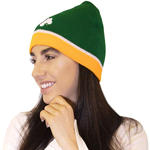 Narwhal Novelties Lucky Irish Beanie Hat St Patricks Day Knit Beanie Hat Unisex One Size Fits All Adult  and  Child Leprechauns Green