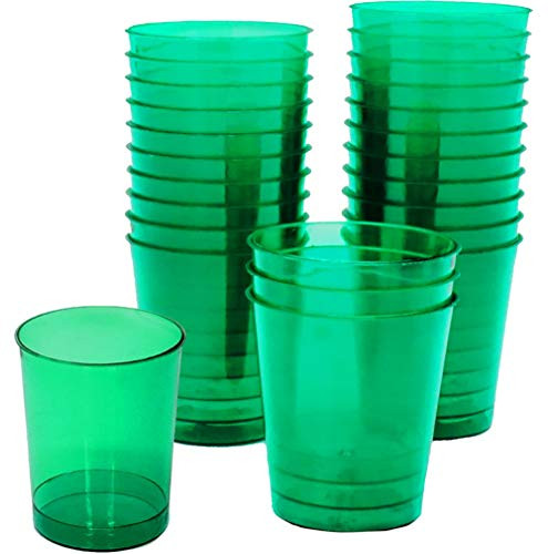 St Patricks Day Shot Glasses 24 Pack Disposable Plastic Green Shot Glass Cups 1 oz St Pattys Cups Party Supplies by 4Es Novelty