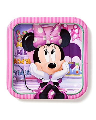 American Greetings Minnie Mouse Bowtique Party Supplies Disposable Paper Dessert Plate 8-Count