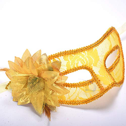 Jeash Carnival Mask Venetian Masquerade Masks Mardi Gras Party Costume Festival Party Halloween Porps -Yellow-