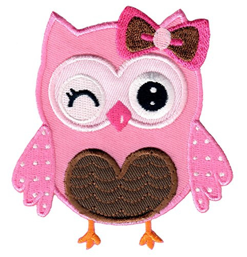 PatchMommy Owl Patch Iron On/Sew On - Appliques for Kids Children -Pink/Brown-