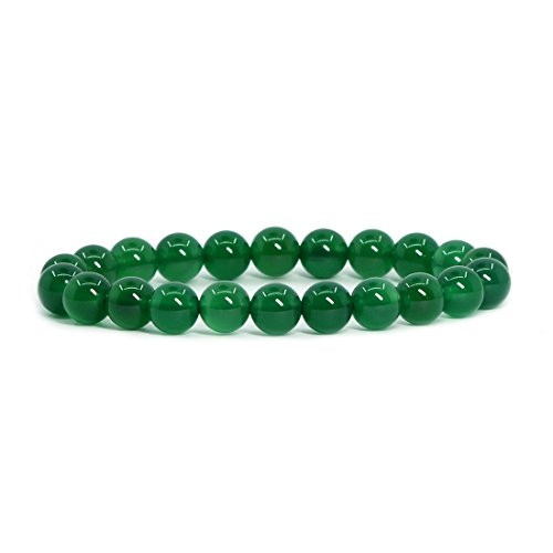 Green Agate Gemstone 8mm Round Beads Stretch Bracelet 7 Inch Unisex Green Agate Gemstone 8mm Round Beads Stretch Bracelet 7 Inch Unisex