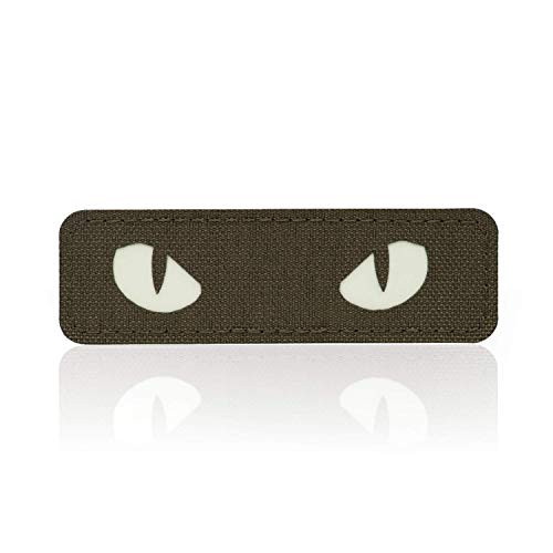 M-Tac Cat Eyes Morale Patches Tactical Patch Military Combat Hook Fasteners -Ranger Green - GITD-