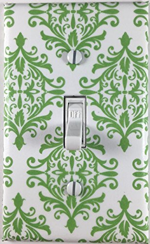 Green Damask Single Decorative Single Toggle Light Switch Plate Cover