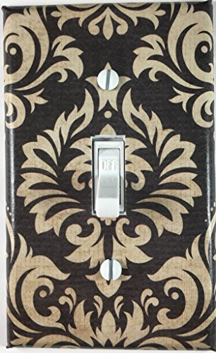 Brown Black Damask Single Decorative Single Toggle Light Switch Plate Cover