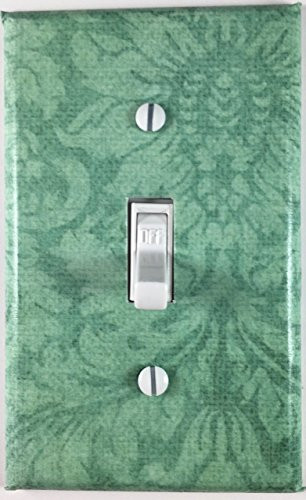 Aqua Green Damask Single Decorative Single Toggle Light Switch Plate Cover