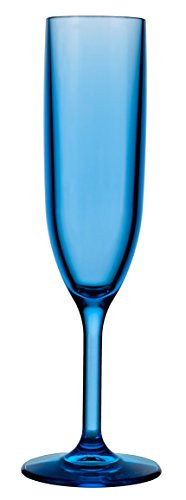 Drinique VIN-CF-BLU-4 Champagne Flutes Unbreakable Tritan Stemware, 6 oz (Set of 4), Blue