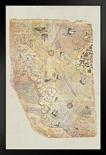 Piri Reis 1513 Historical World Map Framed Poster by ProFrames 14x20 inch