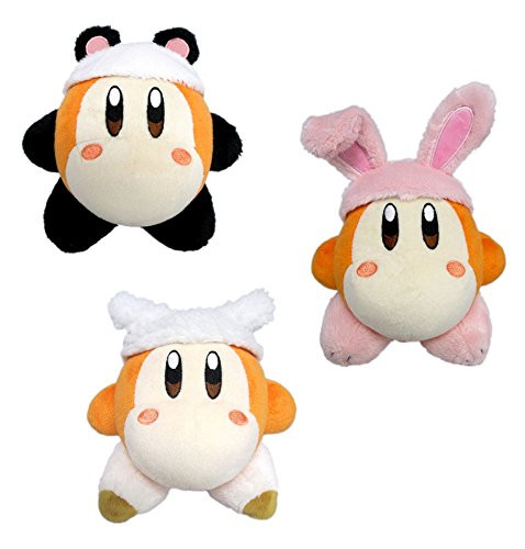 Little Buddy Set of 3 Kirby's Adventure All Star Waddle Dee Stuffed Plushes - 1633 Panda / 1634 Sheep / 1635 Rabbit, 5.5"