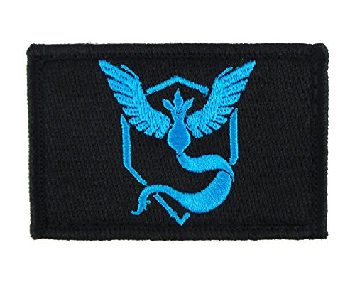Pokemon Go Team Mystic Hook and Loop Fully Embroidered Morale Tags Patch -Black-