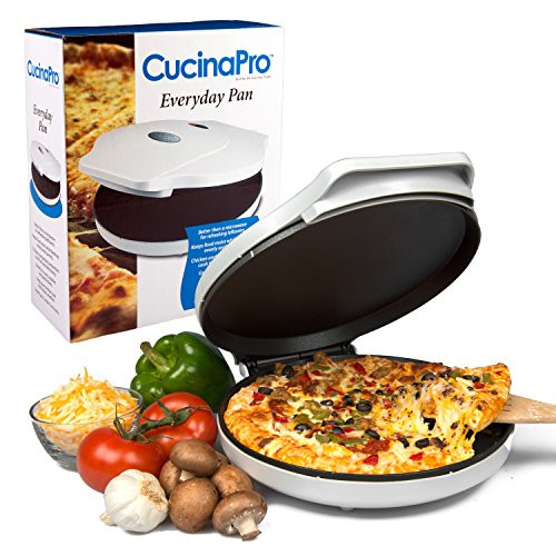 CucinaPro Pizza Maker and Everyday Baker - Electric Griddle Grill Pan Heats and Reheats in less than 2 minutes, White