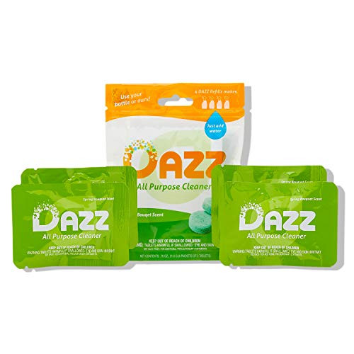 DAZZ All Purpose Cleaner Refill Pack -Makes 4-32oz Bottles- All Natural Multisurface Household Cleaner Spray - Eco Friendly Non Toxic - Safe for Kids  and  Pets