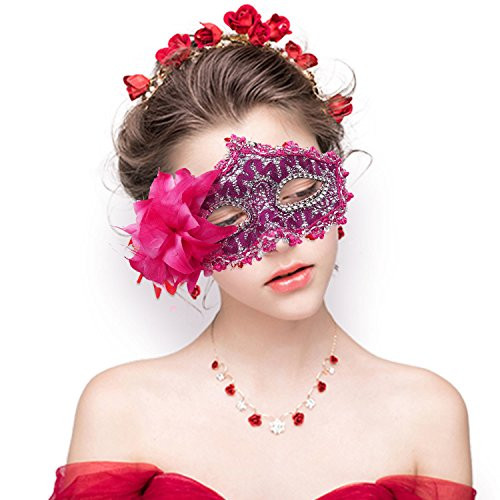 FaceWood Masquerade Mask Mardi Gras Mask for Women Handmade Venetian Party Prom Ball.-Light Red- FaceWood Masquerade Mask Mardi Gras Mask for Women Handmade Venetian Party Prom Ball.-Light Red-