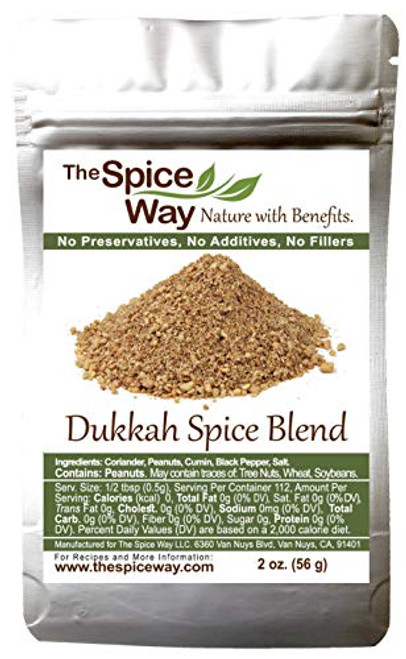 The Spice Way Real Dukkah - Traditional Egyptian Spice Blend. No Additives No Preservatives No Fillers Just Spices and Herbs We Grow Dry and Blend In Our Farm. Resealable Bag 2 oz