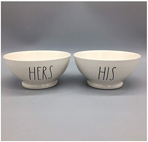 Rae Dunn by Magenta, Artisan Collection, Set of 2 HIS and HERS Bowls Soup Cereal Ice Cream