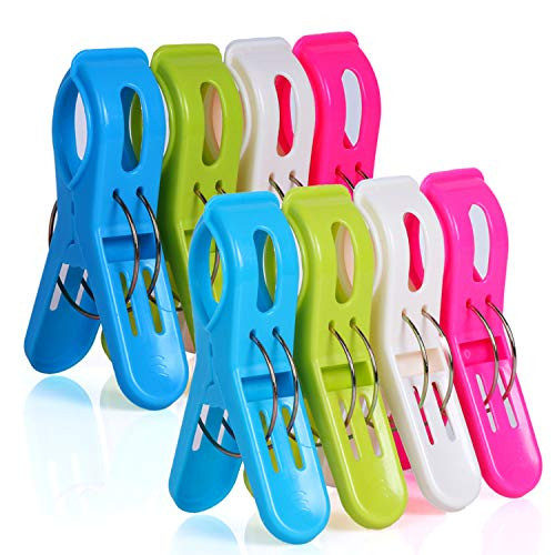MCOMCE Beach Towel Clips for Pool Chairs Plastic Beach Chair Clips Towel Clips for Beach Chairs Cruise Fashion Bright Color Pool Chair Clips 8 Pieces Oversized Beach Towel Clips