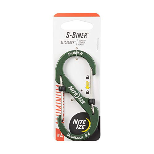 Nite Ize LSBA4-08-R6 Locking Dual Carabiner for Keys/Travel Size 4 Olive