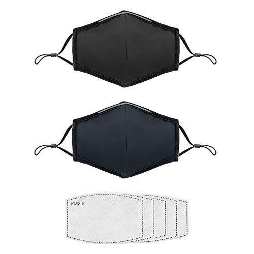 Filter Mask Face Mask Reusable Breathable? Cloth Face Mask Face Masks Washable? Reusable Face Masks with Adjustable Ear Loops?Black and Dark Blue1 Pcs Plus5 Filters?