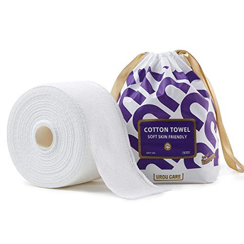 Cotton Face Towels UROU CARE Disposable Facial Tissues for Sensitive Skin 100 percent Cotton Durable and Repeated Use Used as Cleansing Towelettes Makeup Remover Incontinence Care Wipes