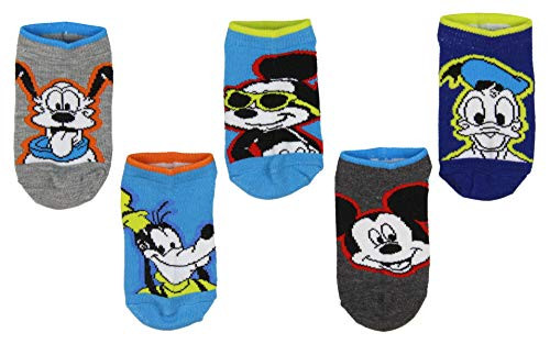Disney Mickey Mouse And Friends Little Boys Kids Ankle No Show Socks 5 Pairs -Sock Size 4-6- -Shoe Size 7-10-