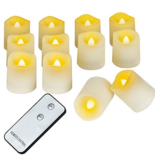 LED Tea Lights Candles with Remote Control,Flameless Candles Battery Operated LED Candles,Flickering Tealight Candle for Seasonal & Festival Celebration,12 Pack