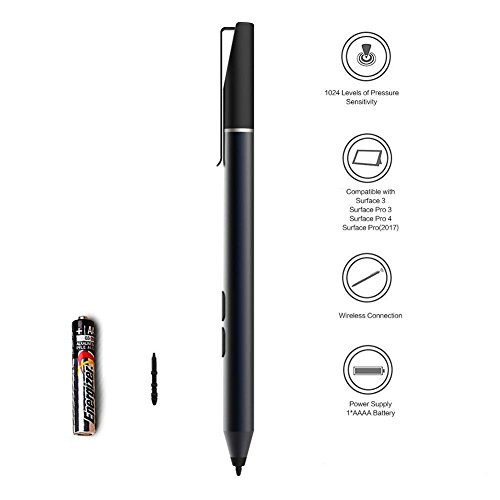 Surface Pen,Surface Stylus Pen with 1024 Levels of Pressure Sensitivity and Aluminum body for Microsoft Surface Pro 2017,Surface Pro 5,Surface Pro 4, Surface Pro 3, Surface Book,Studio (Black)